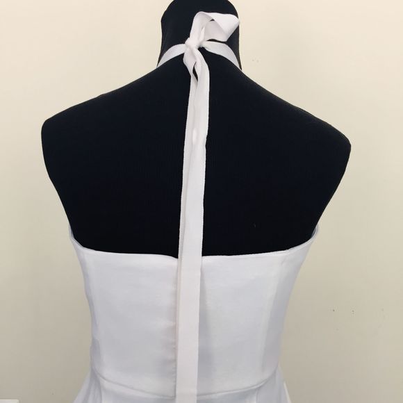 Badgley Mischka Halter Beaded White Cocktail Dress - Picture 6 of 12